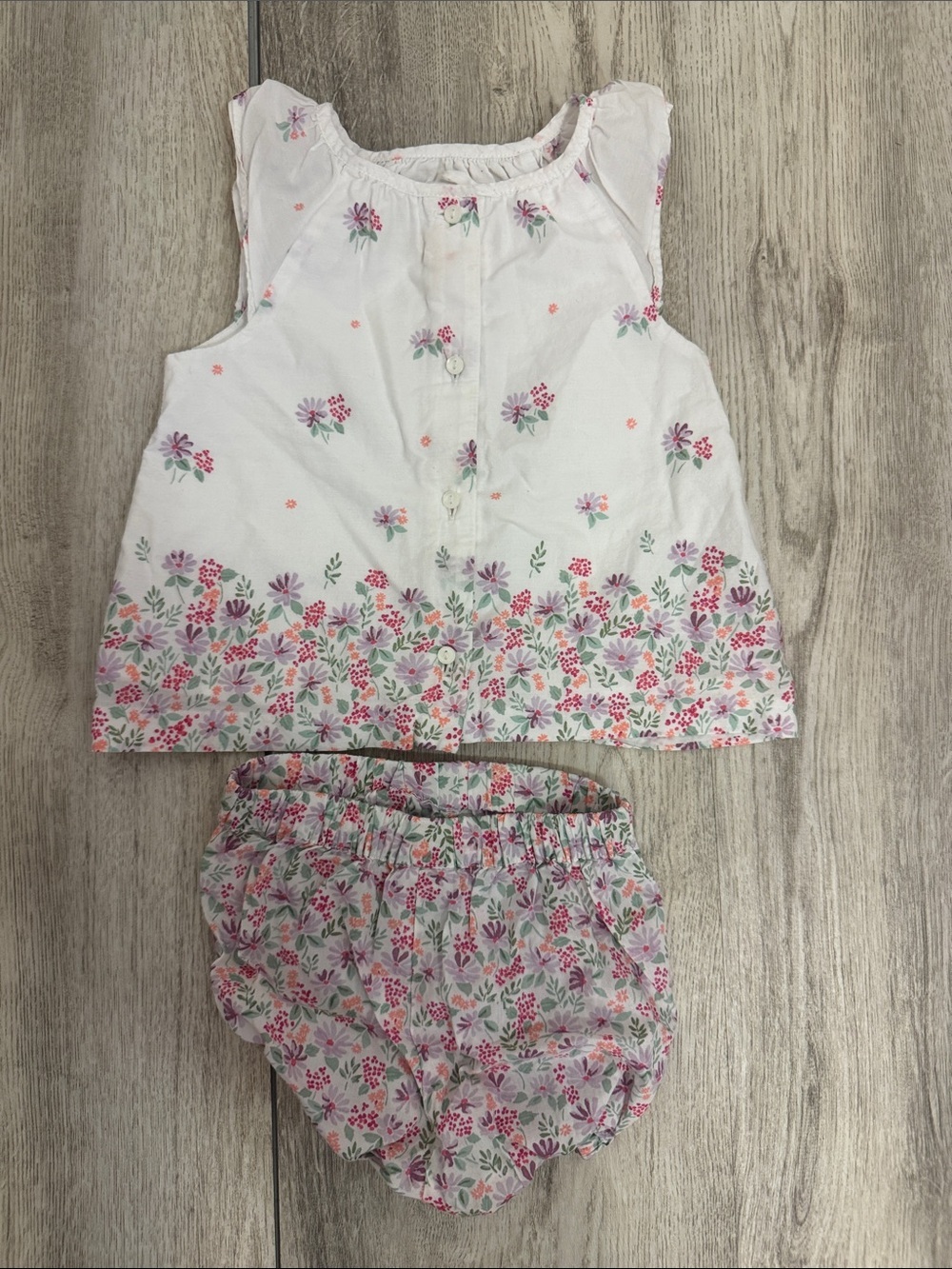 Gymboree White Baby Tank & Bloomers with Pink & Lavender Floral